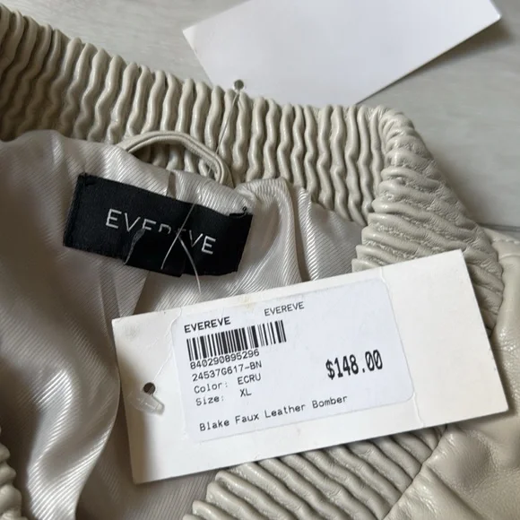 EVEREVE Blake Faux Leather Bomber ecru‎ XL nwt - Picture 6 of 7